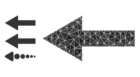 Vector Polygonal Arrow Left Icon with Other Icons Illustrazione stock