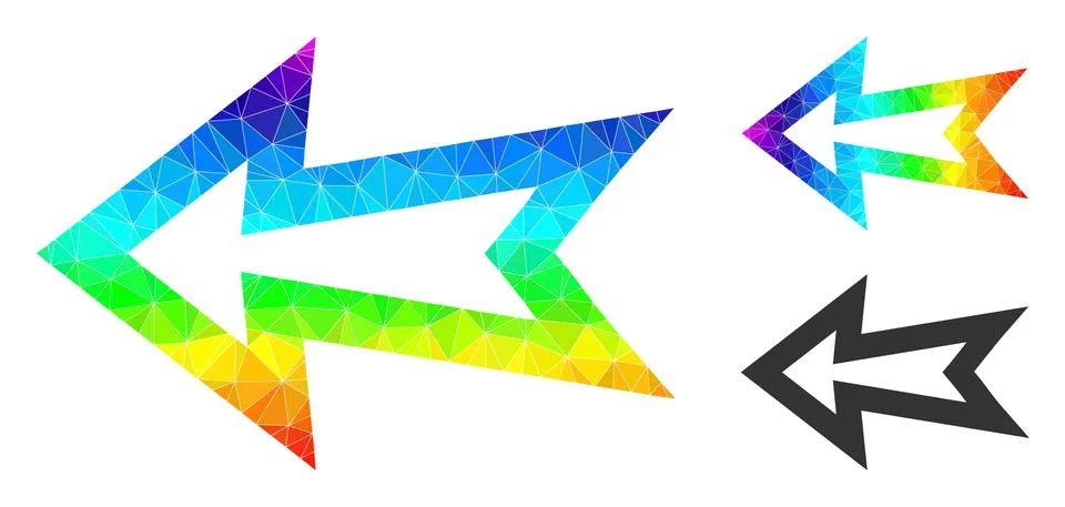 Vector Polygonal Arrow Left Icon with Spectrum Gradient イラスト素材