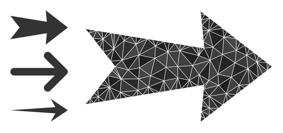 Vector Polygonal Arrow Right Icon and Other Icons 스톡 일러스트