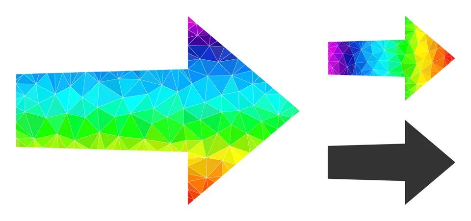 Vector Polygonal Arrow Right Icon with Spectrum Gradient Stock Illustration
