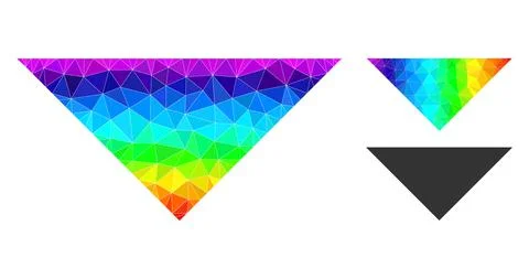 Vector Polygonal Arrowhead Down Icon with Rainbow Gradient Stock Illustration