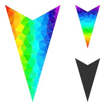 Vector Polygonal Arrowhead Down Icon with Rainbow Gradient Illustrazione stock