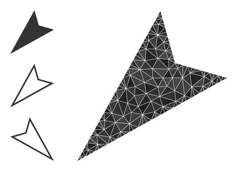 Vector Polygonal Arrowhead Left-Down Icon and Bonus Icons Stock Illustration