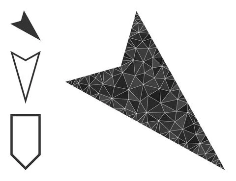 Vector Polygonal Arrowhead Right-Down Icon and Bonus Icons Stock Illustration
