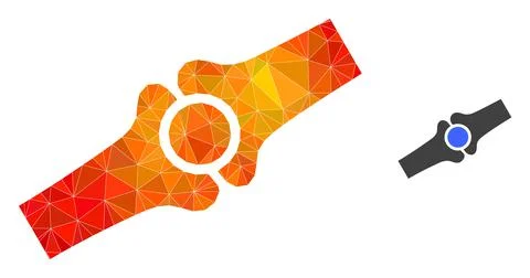Vector Polygonal Artificial Bone Joint Icon with Fire Gradient Illustrazione stock