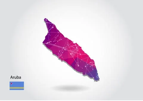 Vector polygonal aruba map. Low poly design. map made of triangles on white b イラスト素材