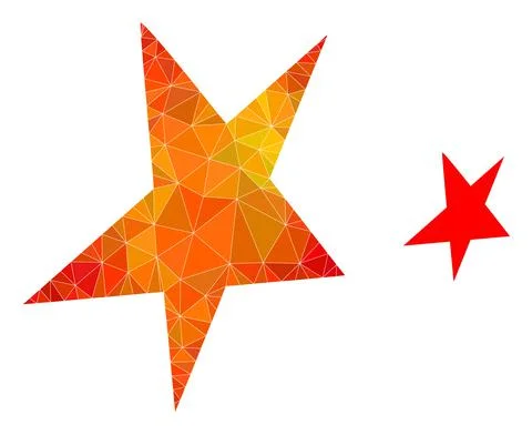 Vector Polygonal Asymmetrical Star Icon with Flame Gradient 스톡 일러스트