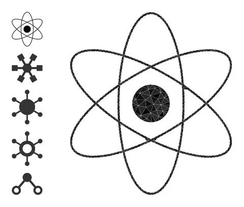 Vector Polygonal Atom Orbits Icon and Other Icons 스톡 일러스트