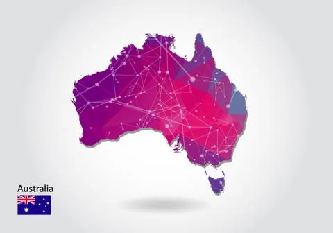 Vector polygonal australia map. Low poly design. map made of triangles on whi 스톡 일러스트