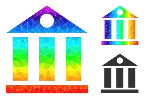 Vector Polygonal Bank Building Icon with Rainbow Gradient Ilustración de archivo