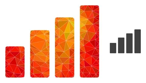 Vector Polygonal Bar Chart Icon with Flame Gradient Stock Illustration