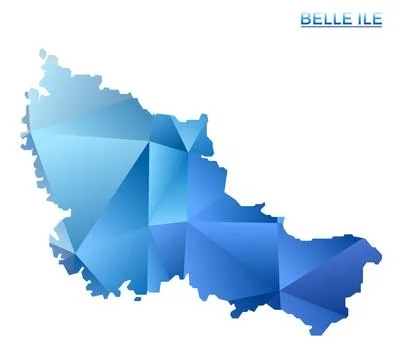 Vector polygonal Belle Ile map. Vibrant geometric island in low poly style... Stockillustratie