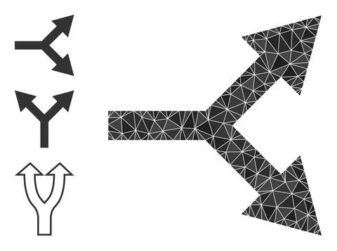 Vector Polygonal Bifurcation Arrow Right Icon with Other Icons イラスト素材
