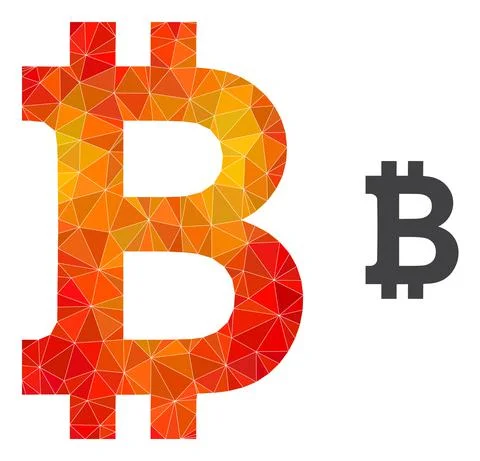 Vector Polygonal Bitcoin Icon with Fire Gradient イラスト素材