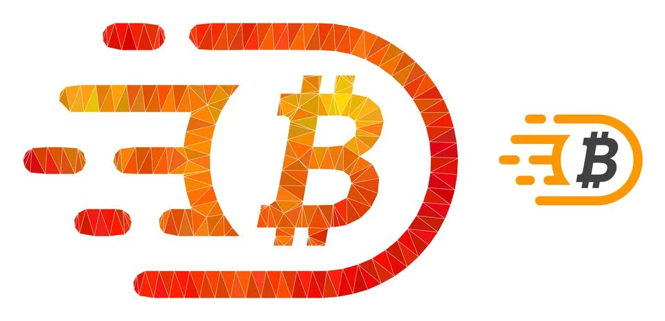 Vector Polygonal Bitcoin Icon with Flame Gradient Illustrazione stock
