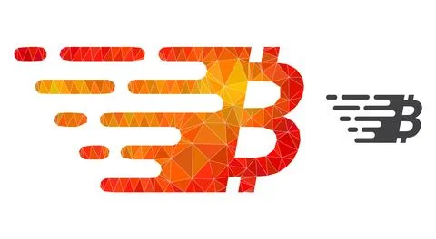 Vector Polygonal Bitcoin Symbol Icon with Fire Gradient Stock Illustration