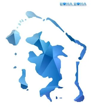 Vector polygonal Bora Bora map. Vibrant geometric island in low poly style... 스톡 일러스트