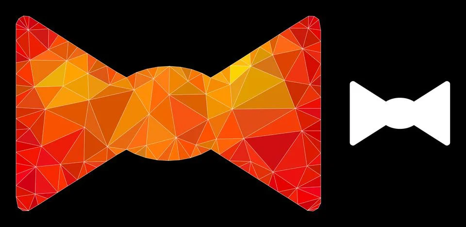 Vector Polygonal Bow Tie Icon with Fire Gradient Illustrazione stock
