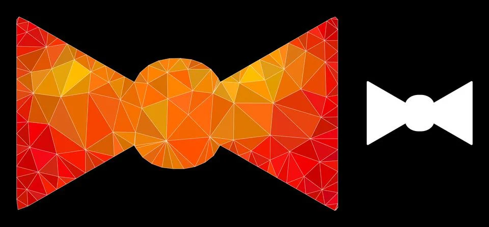 Vector Polygonal Bow Tie Icon with Flame Gradient Illustrazione stock