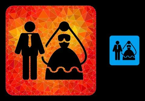 Vector Polygonal Bride and Groom Icon with Fire Gradient Stock Illustration