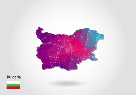 Vector polygonal bulgaria map. Low poly design. map made of triangles on whit Stock Illustration