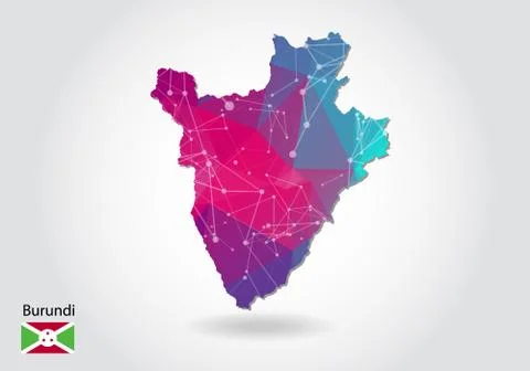 Vector polygonal burundi map. Low poly design. map made of triangles on white Stock Illustration