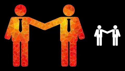 Vector Polygonal Businessmen Relations Icon with Flame Gradient Stock Illustration