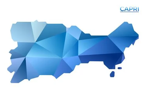 Vector polygonal Capri map. Vibrant geometric island in low poly style. Art.. Stock Illustration