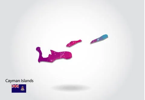 Vector polygonal cayman Islands map. Low poly design. map made of triangles o 스톡 일러스트