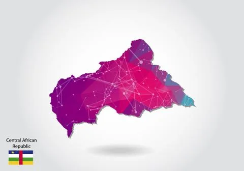 Vector polygonal central African Republic map. Low poly design. map made of t Stock Illustration