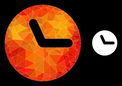 Vector Polygonal Clock Icon with Fire Gradient Stock Illustration