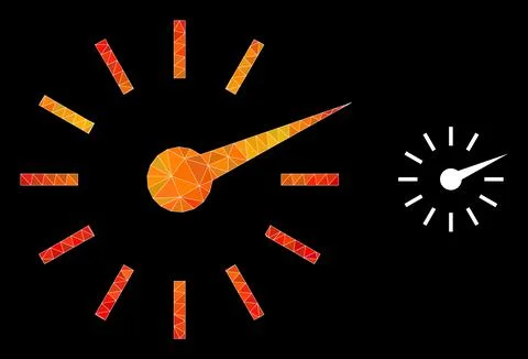 Vector Polygonal Clockface Icon with Fire Gradient Stock Illustration