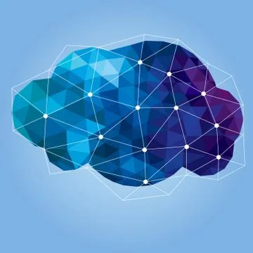 Vector polygonal cloud on blue sky background Stock Illustration