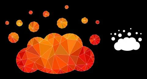 Vector Polygonal Cloud Emission Icon with Orange Colored Gradient Stock Illustration