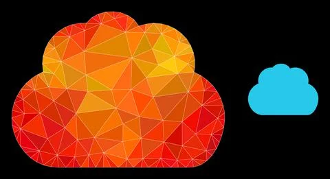 Vector Polygonal Cloud Icon with Fire Gradient Illustrazione stock