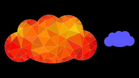 Vector Polygonal Cloud Icon with Flame Gradient Stock Illustration