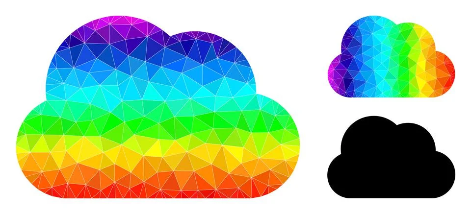 Vector Polygonal Cloud Icon with Spectral Colored Gradient Stockillustratie