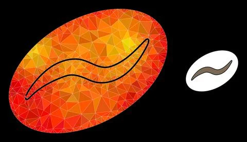 Vector Polygonal Coffee Bean Icon with Flame Gradient Stock Illustration