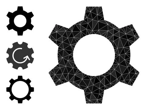 Vector Polygonal Cog Icon and Other Icons Ilustración de archivo