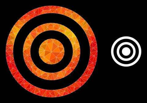Vector Polygonal Concentric Circles Icon with Flame Gradient Stockillustratie