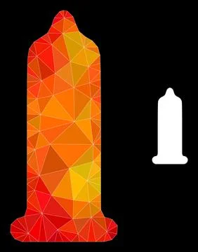 Vector Polygonal Condom Icon with Fire Gradient Illustrazione stock