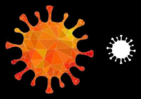 Vector Polygonal Coronavirus Icon with Flame Gradient Stock Illustration