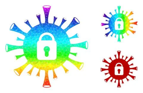 Vector Polygonal Coronavirus Lockdown Icon with Spectrum Gradient Stock Illustration