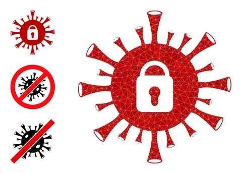 Vector Polygonal Coronavirus Lockdown Icon and Similar Icons Stock Illustration