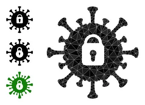 Vector Polygonal Covid Lockdown Icon with Similar Icons Stock-Illustration