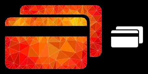 Vector Polygonal Credit Cards Icon with Flame Gradient Stock Illustration