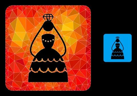 Vector Polygonal Crowned Bride Icon with Flame Gradient Stock Illustration