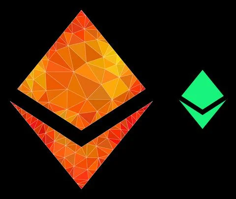 Vector Polygonal Crystal Icon with Orange Colored Gradient Stock Illustration