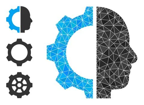 Vector Polygonal Cyborg Gear Icon and Similar Icons 스톡 일러스트