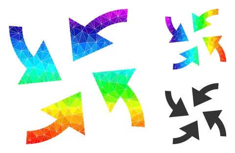 Vector Polygonal Cyclone Arrows Icon with Spectral Colored Gradient Stock Illustration
